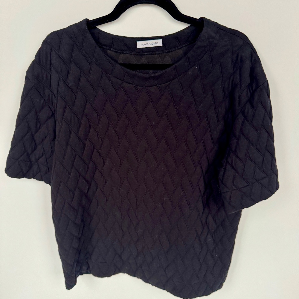 Travis Taddeo Quilted Short Sleeve Shirt – Black